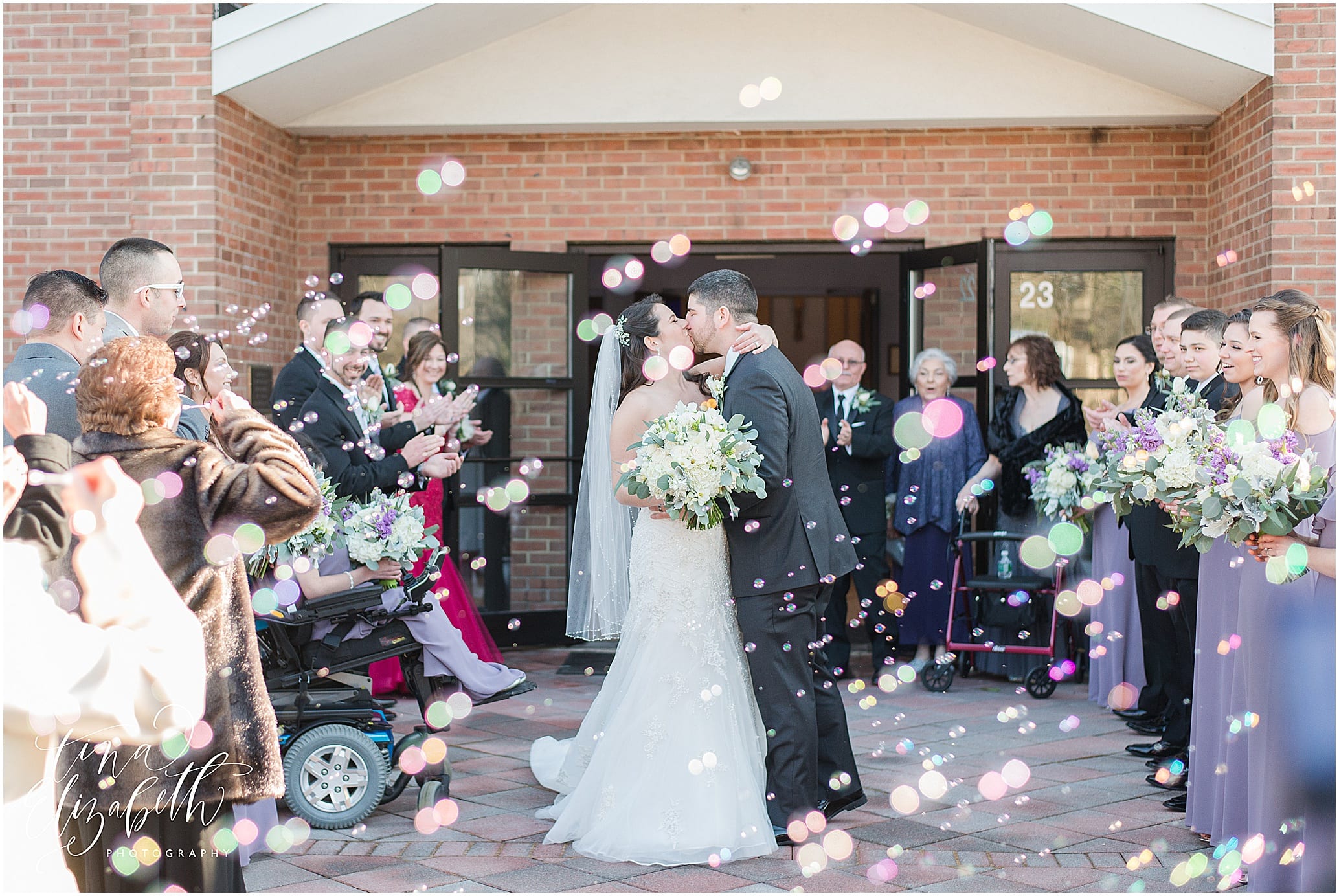 Bubble church exit - The Palace at Somerset Park winter wedding by Tina Elizabeth Photography
