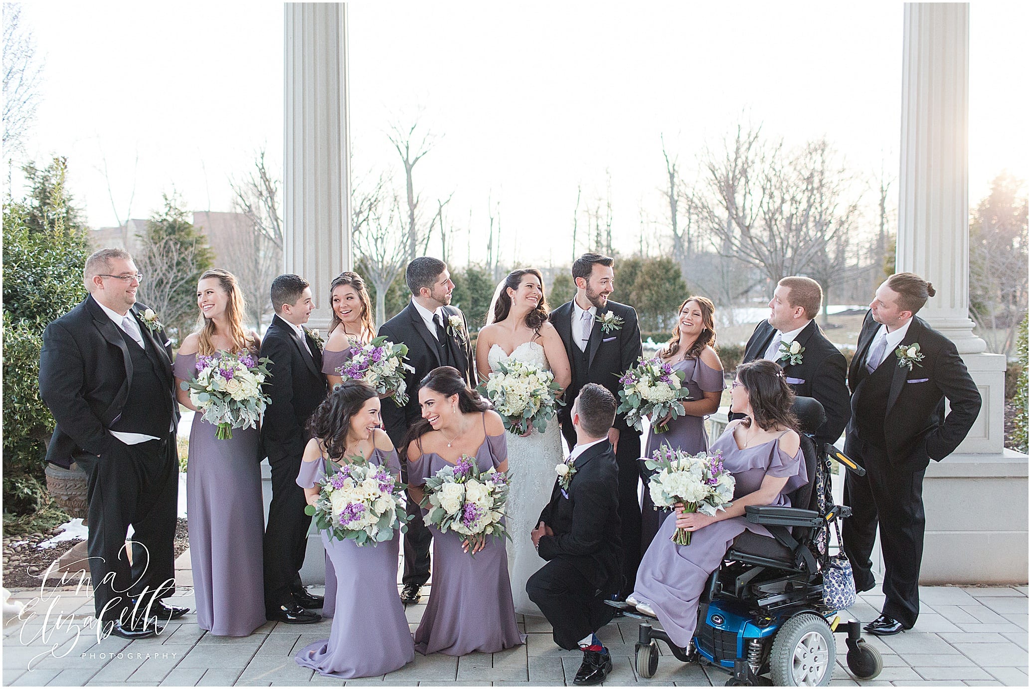 The Palace at Somerset Park winter wedding - Large bridal party by Tina Elizabeth Photography