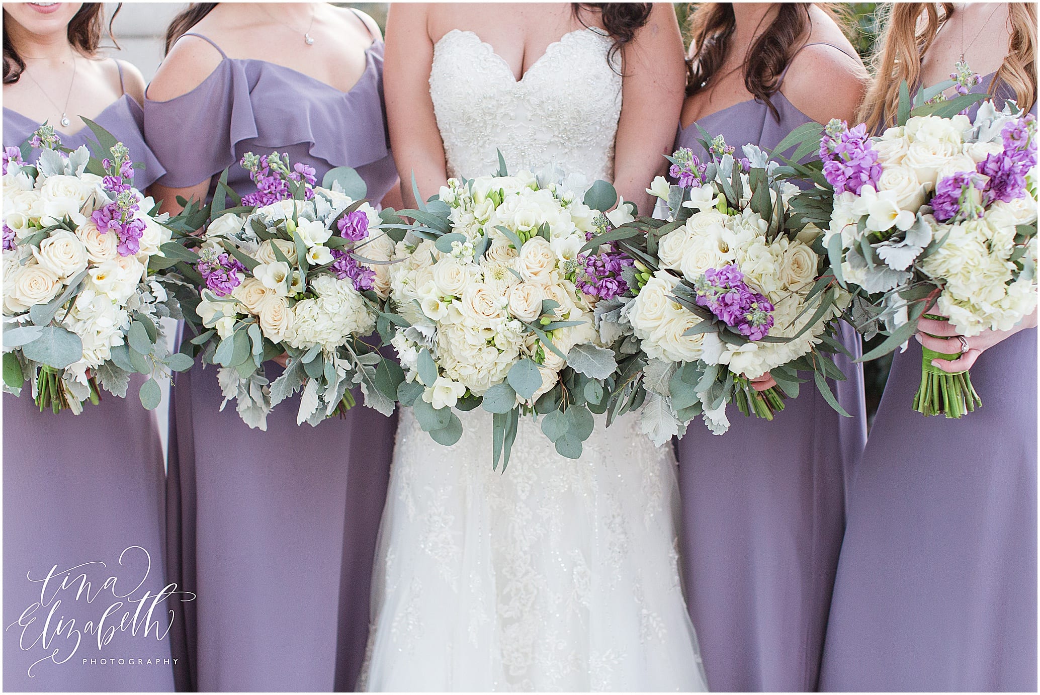 Wisteria purple bridesmaid dresses by Tina Elizabeth Photography