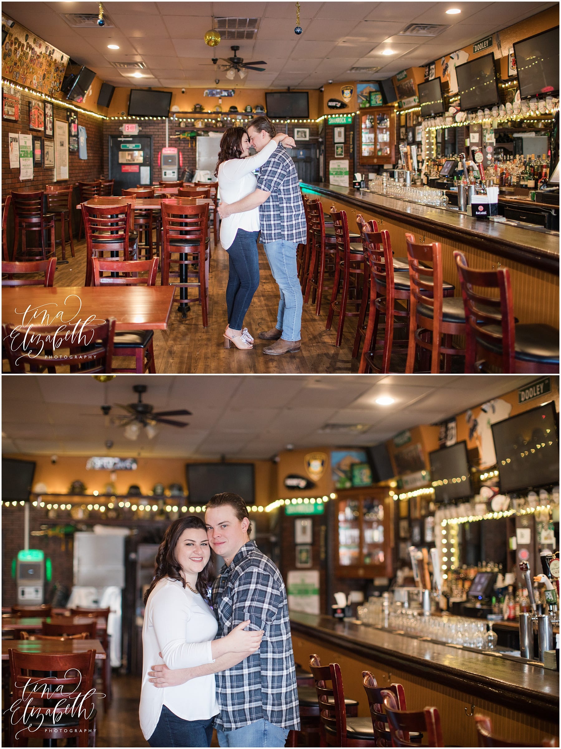 Irish pub engagement photos by Tina Elizabeth Photography New Jersey Wedding Photographer