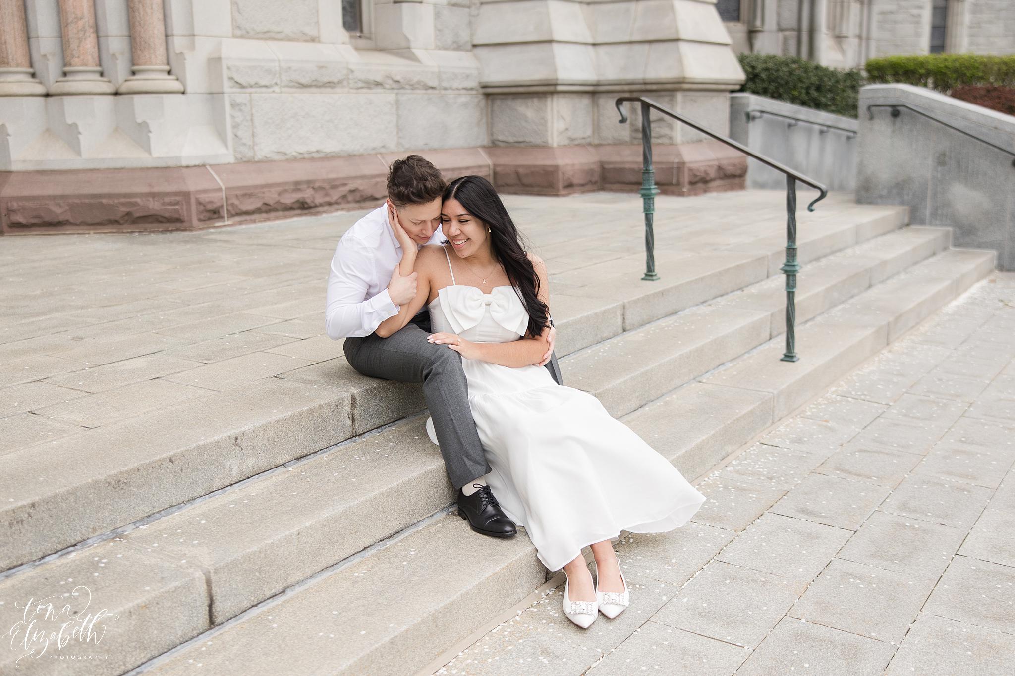 Cathedral Basilica of the Sacred Heart Newark NJ Engagement Photos - Tina Elizabeth Photography