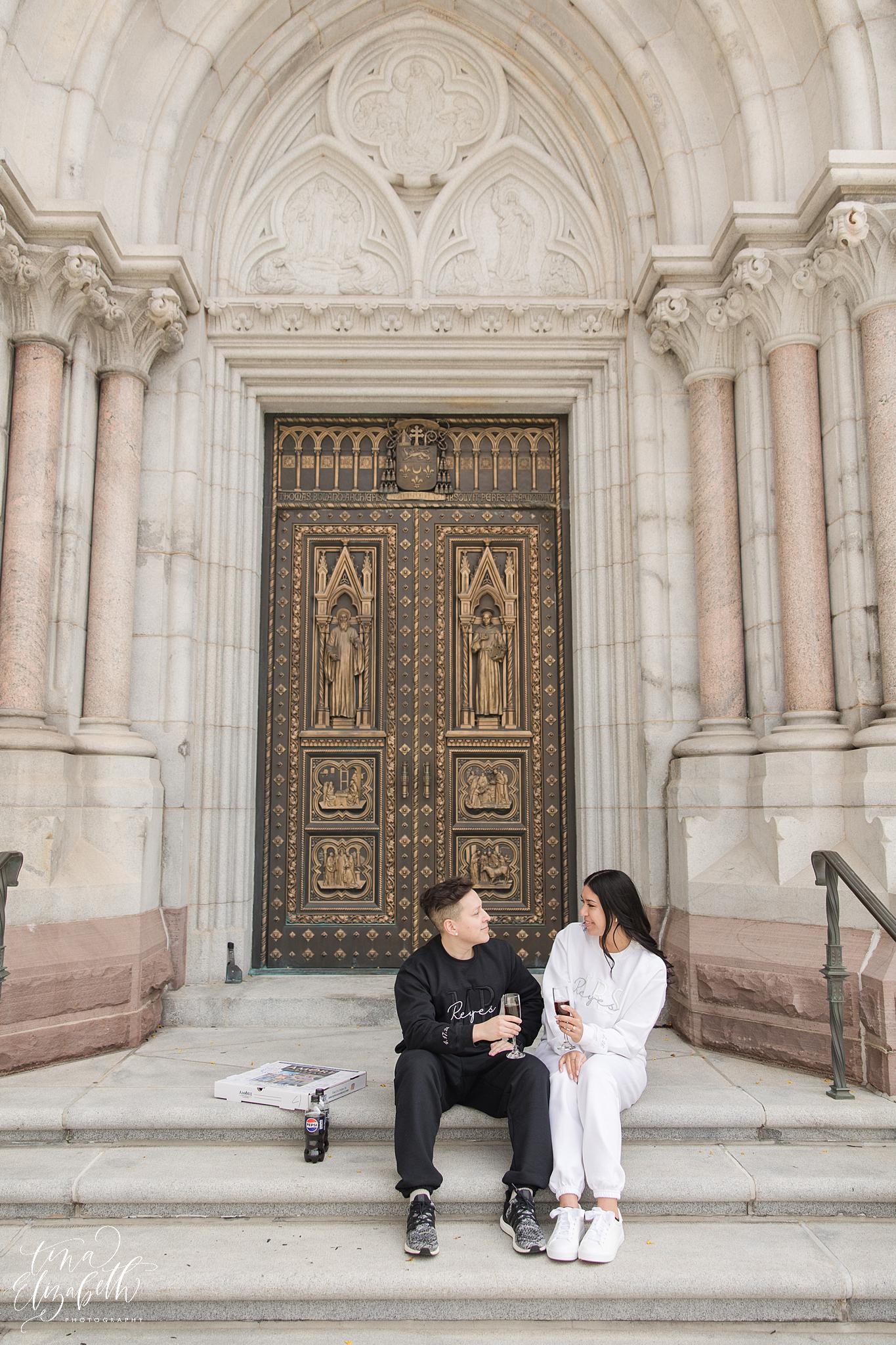 Cathedral Basilica of the Sacred Heart Engagement Photos - Tina Elizabeth Photography