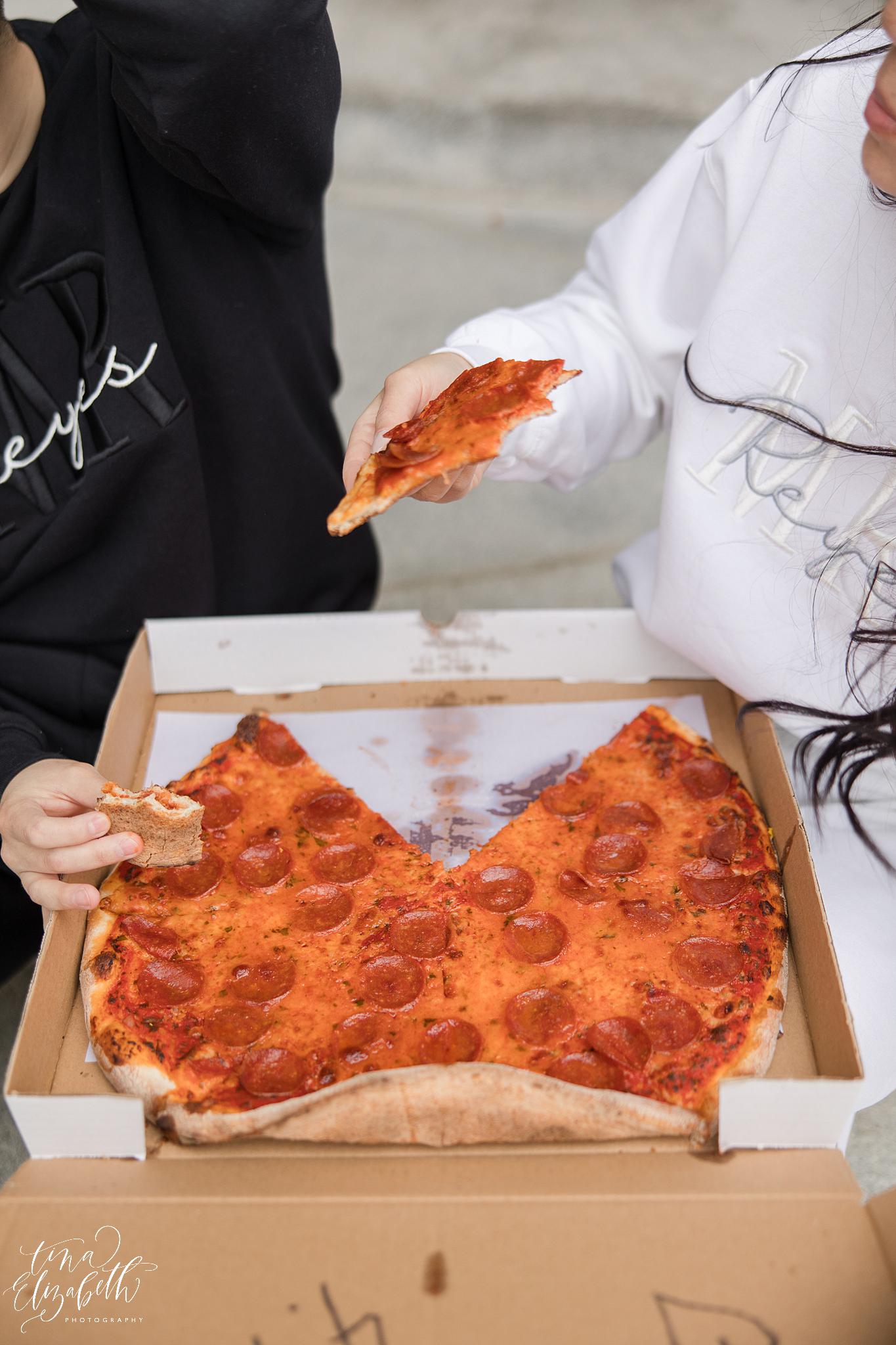 Pizza engagement photos - Tina Elizabeth Photography