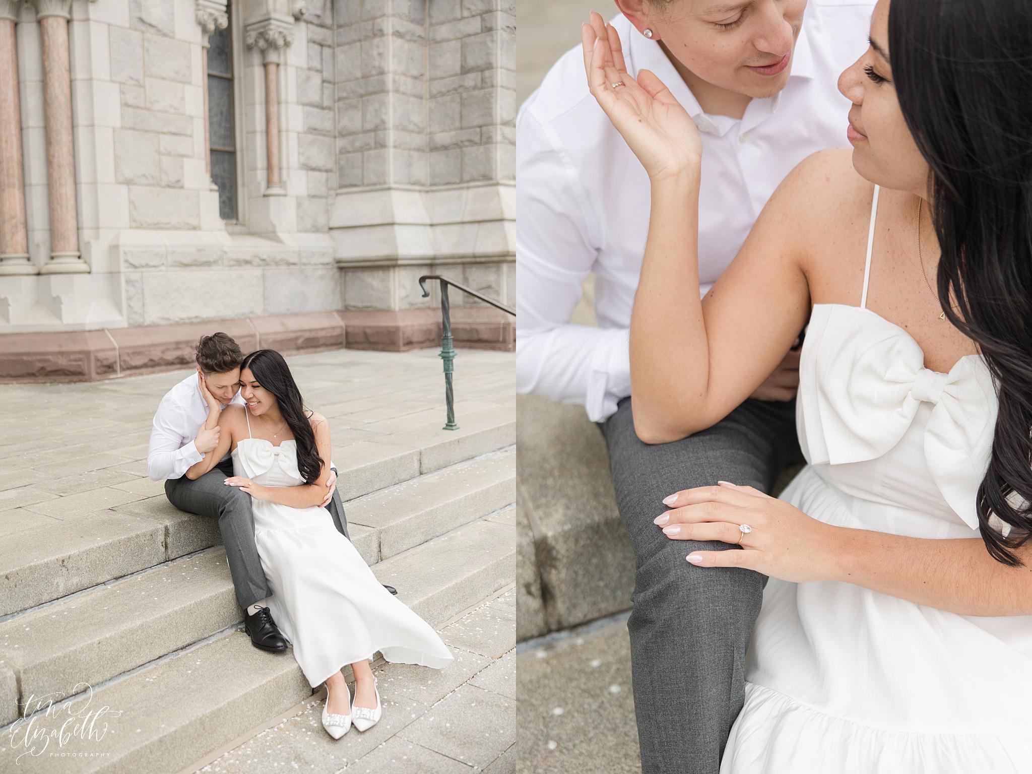 Cathedral Basilica of the Sacred Heart Engagement Photos - Tina Elizabeth Photography