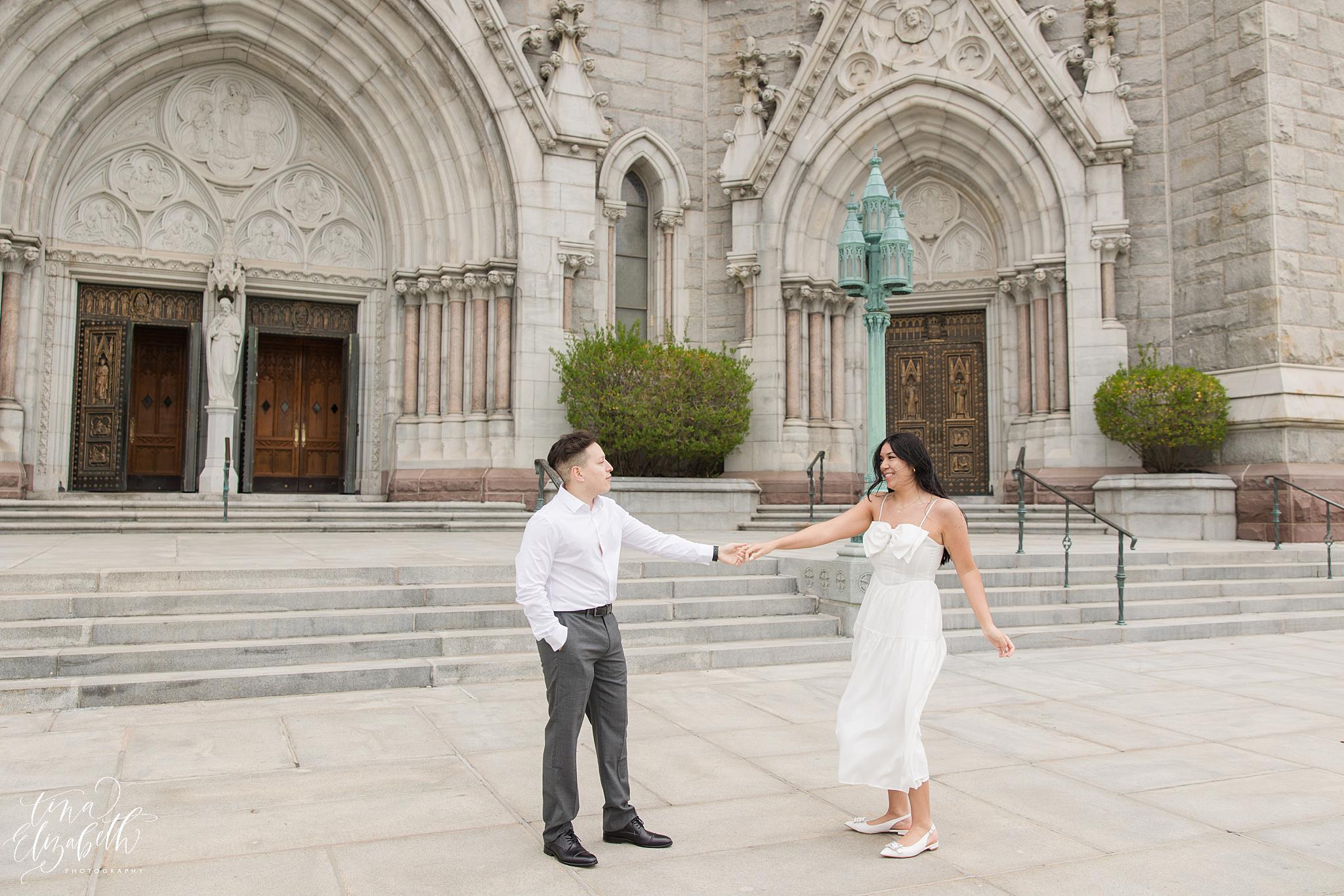 Cathedral Basilica of the Sacred Heart Engagement Photos - Tina Elizabeth Photography